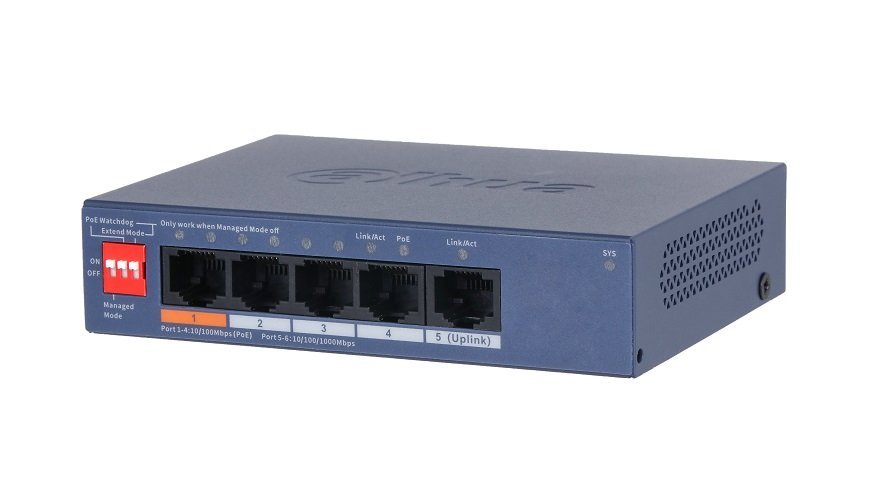 купить DH-CS4005-4ET1GT-60  Dahua  5-портовый PoE коммутатор Саратов, DH-CS4005-4ET1GT-60  Dahua  5-портовый PoE коммутатор цена, видеонаблюдение, камеры для улицы, монтаж видеонаблюдения, ТД Юник, охранные системы, +7 (8452) 711-999  